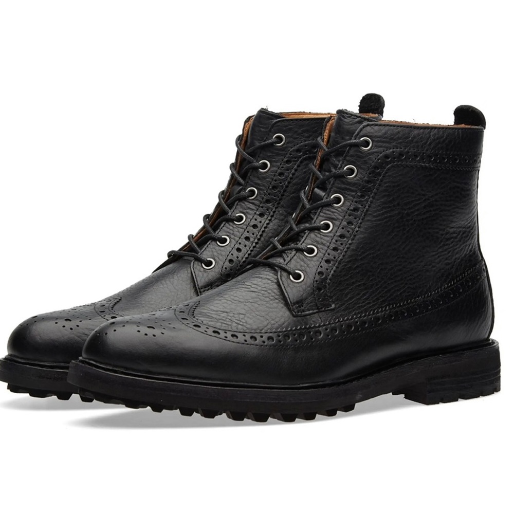 Polo Ralph Lauren Black Men's Nickson Wingtip Boots Size 11